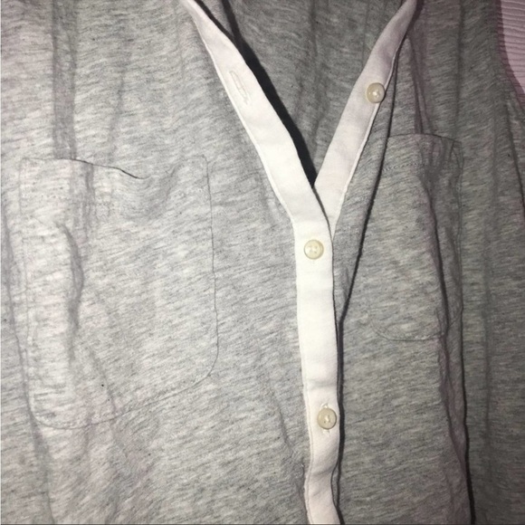 Loft Sleeveless Button Down Polo Gray White Color Block Size M - Picture 5 of 7